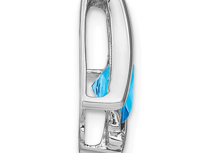 14k White Gold Blue Topaz and Diamond Pendant (Style PM7033-BT-001-WA)