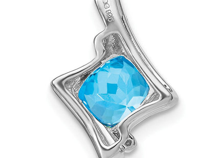14k White Gold Blue Topaz and Diamond Pendant (Style PM7033-BT-001-WA)