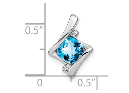 14k White Gold Blue Topaz and Diamond Pendant (Style PM7033-BT-001-WA)