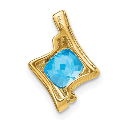 14K Blue Topaz and Diamond Pendant