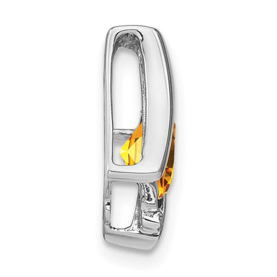 14K White Gold Citrine and Diamond Pendant, 15.7 x 11.1mm