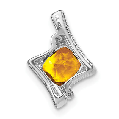 14K White Gold Citrine and Diamond Pendant, 15.7 x 11.1mm