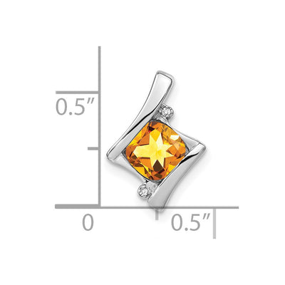 14K White Gold Citrine and Diamond Pendant, 15.7 x 11.1mm