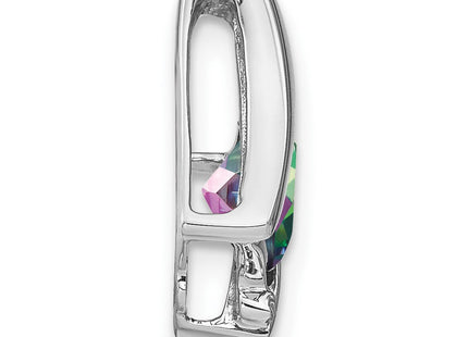 14k White Gold Mystic Fire Topaz and Diamond Pendant (Style PM7033-FT-001-WA)