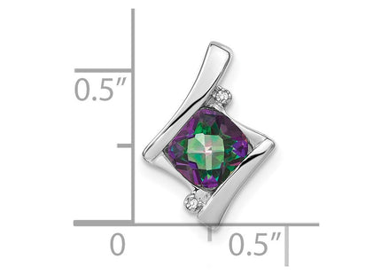 14k White Gold Mystic Fire Topaz and Diamond Pendant (Style PM7033-FT-001-WA)