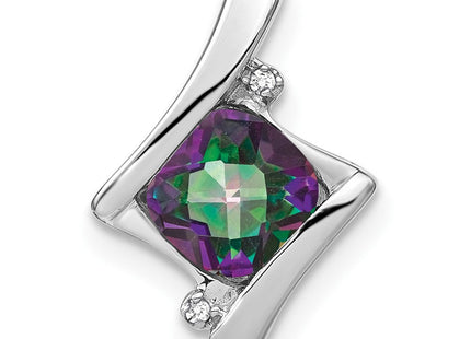 14k White Gold Mystic Fire Topaz and Diamond Pendant (Style PM7033-FT-001-WA)