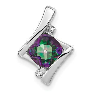 14k White Gold Mystic Fire Topaz and Diamond Pendant (Style PM7033-FT-001-WA)