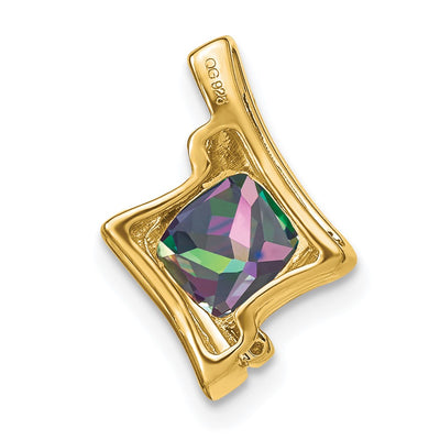 14K Mystic Fire Topaz and Diamond Pendant