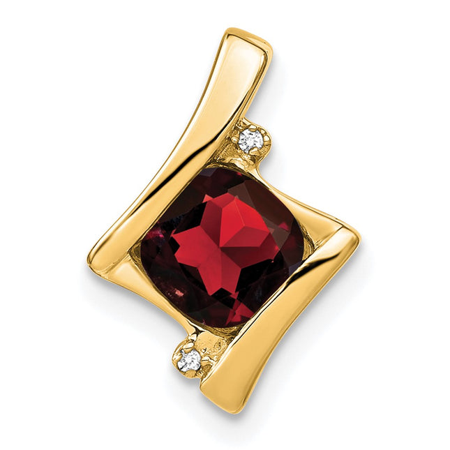 14k Garnet and Diamond Pendant, 15.7 x 11.1mm
