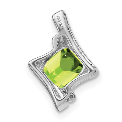 14K White Gold Peridot and Diamond Pendant, 15.7 x 11.1mm