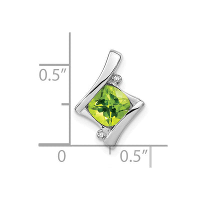 14K White Gold Peridot and Diamond Pendant, 15.7 x 11.1mm