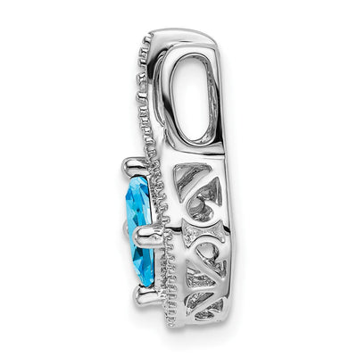 14K White Gold Blue Topaz and Diamond Pendant, 17.6 x 11.4mm