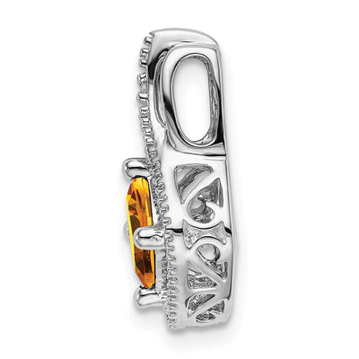 14K White Gold Citrine and Diamond Pendant, 17.6 x 11.4mm