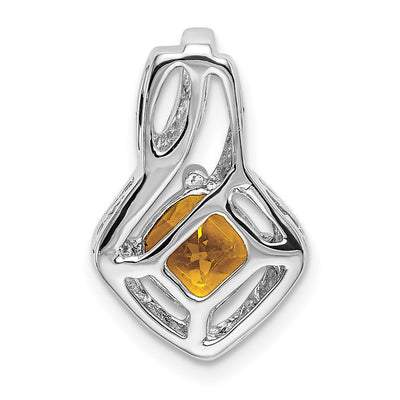 14K White Gold Citrine and Diamond Pendant, 17.6 x 11.4mm