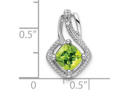 14k White Gold Peridot and Diamond Pendant (Style PM7034)