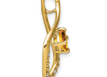 14K Cushion Citrine and Diamond Leaf Chain Slide, view 2