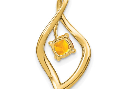 14K Cushion Citrine and Diamond Leaf Chain Slide, view 4