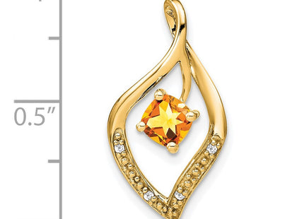 14K Cushion Citrine and Diamond Leaf Chain Slide, view 3