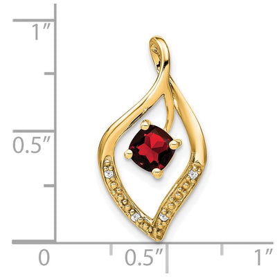14K Garnet and Diamond Pendant, 24 x 12.75mm
