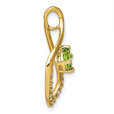 14K Peridot and Diamond Pendant, 24 x 12.75mm