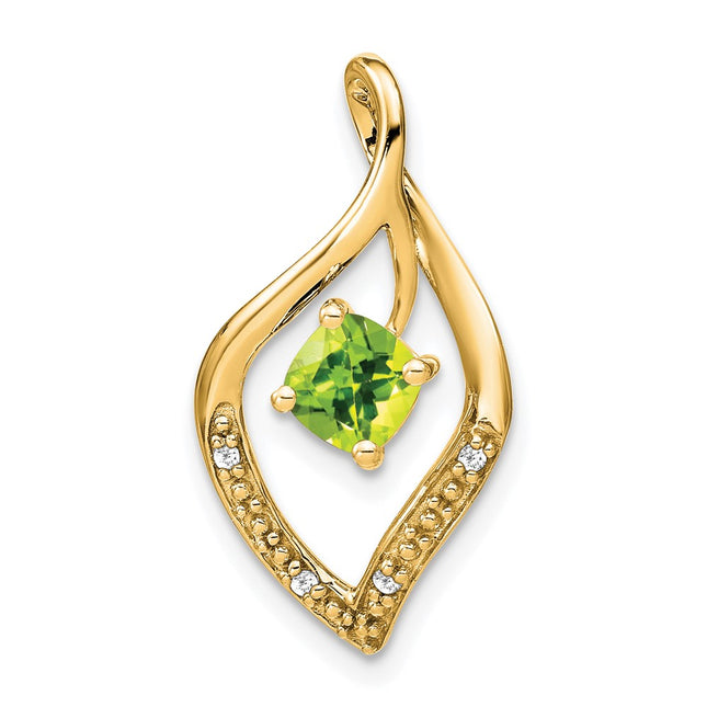 14K Peridot and Diamond Pendant, 24 x 12.75mm