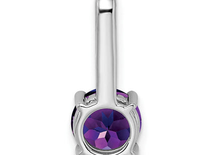 14k White Gold Round Amethyst and Diamond Pendant (Style PM7036-AM-013-WA)