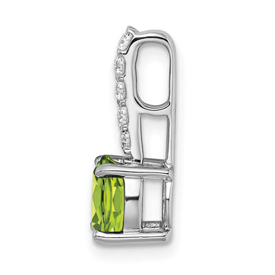 14K White Gold Round Peridot and Diamond Pendant