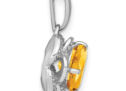 14k White Gold Cushion Citrine and Diamond Pendant (Style PM7037-CI-002-WA)