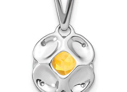 14k White Gold Cushion Citrine and Diamond Pendant (Style PM7037-CI-002-WA)