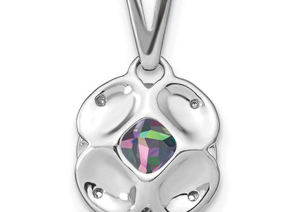 14k White Gold Cushion Mystic Fire Topaz and Diamond Pendant (Style PM7037-FT-002-WA)