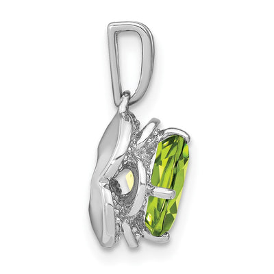 14K White Gold Cushion Peridot and Diamond Pendant, 19.1 x 10.3mm