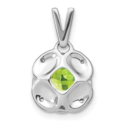 14K White Gold Cushion Peridot and Diamond Pendant, 19.1 x 10.3mm