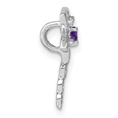 14K White Gold Amethyst and Diamond Dragonfly Chain Slide