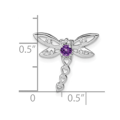 14K White Gold Amethyst and Diamond Dragonfly Chain Slide