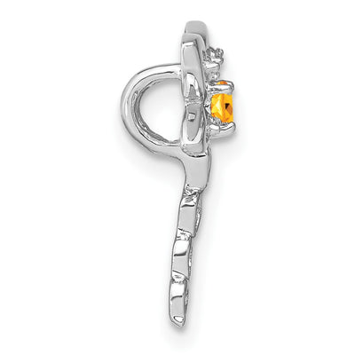 14K White Gold Citrine and Diamond Dragonfly Chain Slide