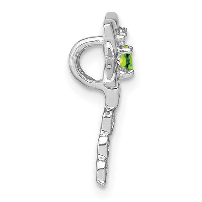14K White Gold Peridot and Diamond Dragonfly Chain Slide