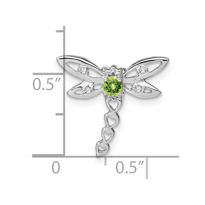 14K White Gold Peridot and Diamond Dragonfly Chain Slide