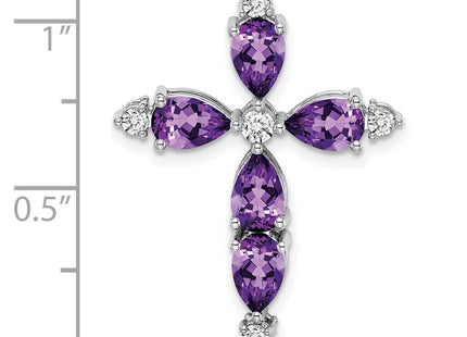 14K white gold diamond cross chain, another view