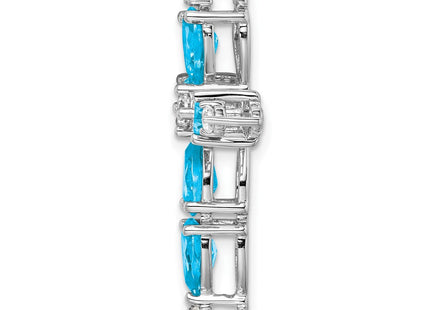 14k White Gold Blue Topaz and Diamond Cross Chain Slide (Style PM7040-BT-020-WA)