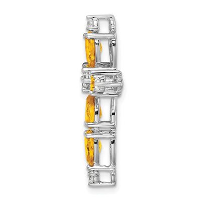 14K White Gold Citrine and Diamond Cross Chain Slide, 28 x 21.4mm