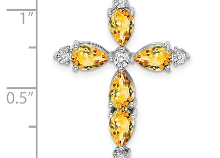 14K white gold diamond cross chain, another view