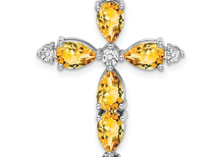 14K white gold diamond cross chain