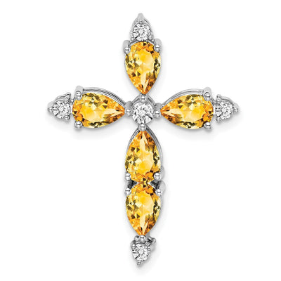 14K white gold diamond cross chain