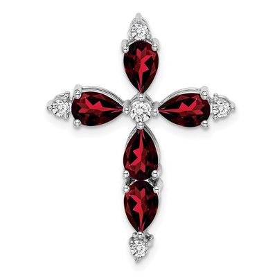 14K white gold diamond cross chain