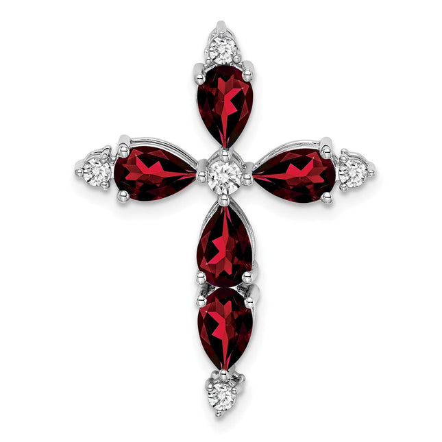 14K white gold diamond cross chain
