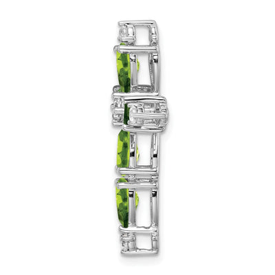 14K White Gold Peridot and Diamond Cross Chain Slide, 28 x 21.4mm