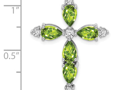 14k White Gold Peridot and Diamond Cross Chain Slide (Style PM7040-PE-020-WA)