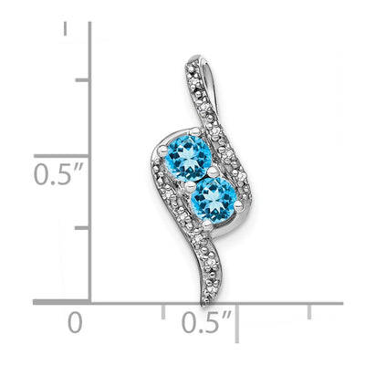 14K White Gold Blue Topaz and Diamond Chain Slide