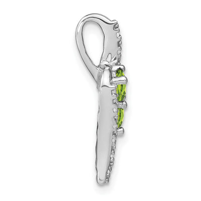 14K White Gold Peridot and Diamond Chain Slide