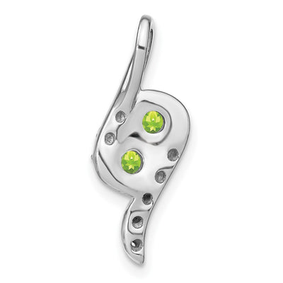 14K White Gold Peridot and Diamond Chain Slide